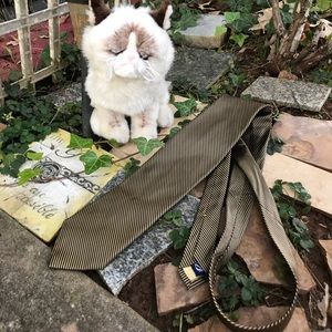 Nautica Men’s Golden Striped Silk Tie Blue Black