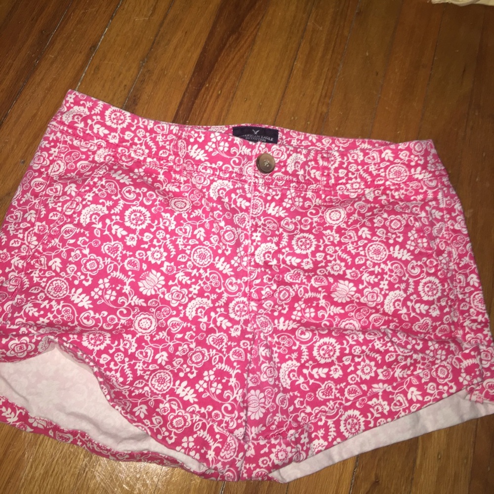 Flower patterned denim shorts American Eagle