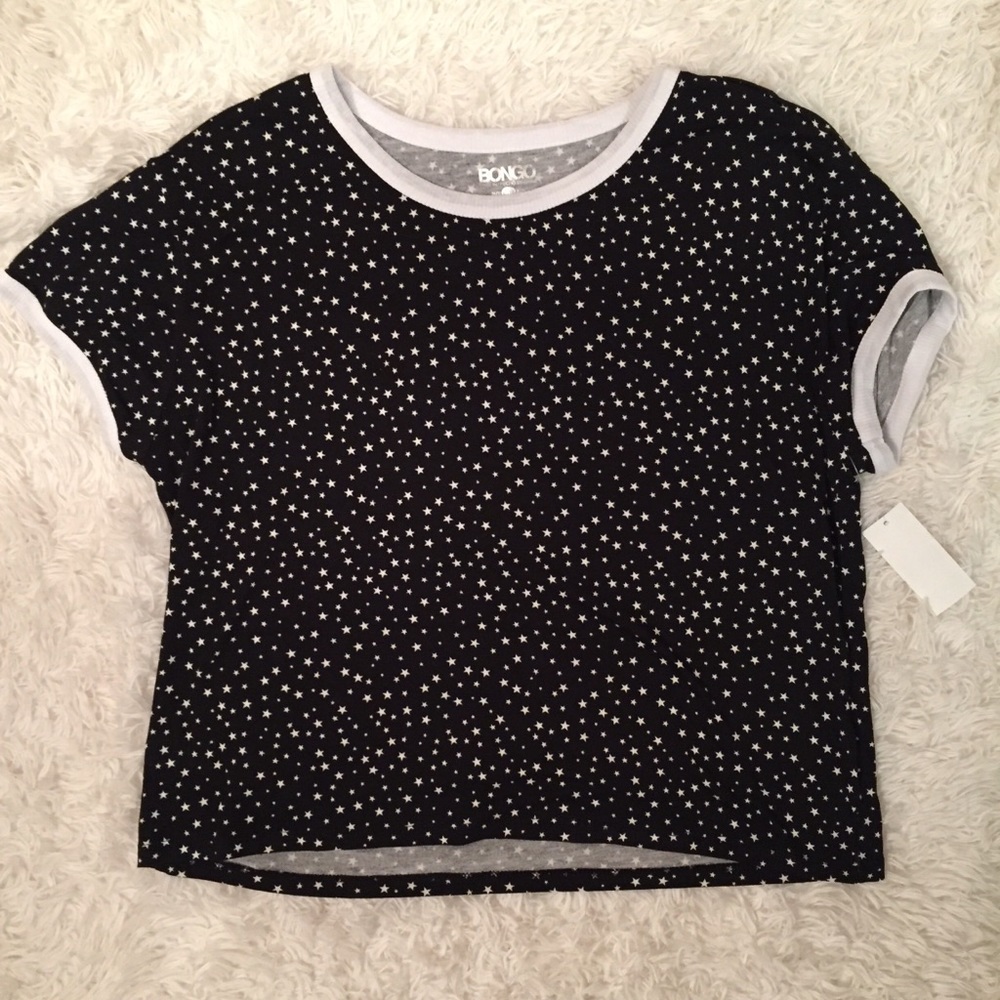 NWT! Black & White Star Crop Top