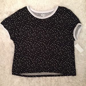 NWT! Black & White Star Crop Top