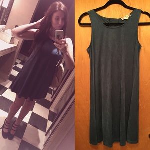 Teal Suede Dress with Laced up Back