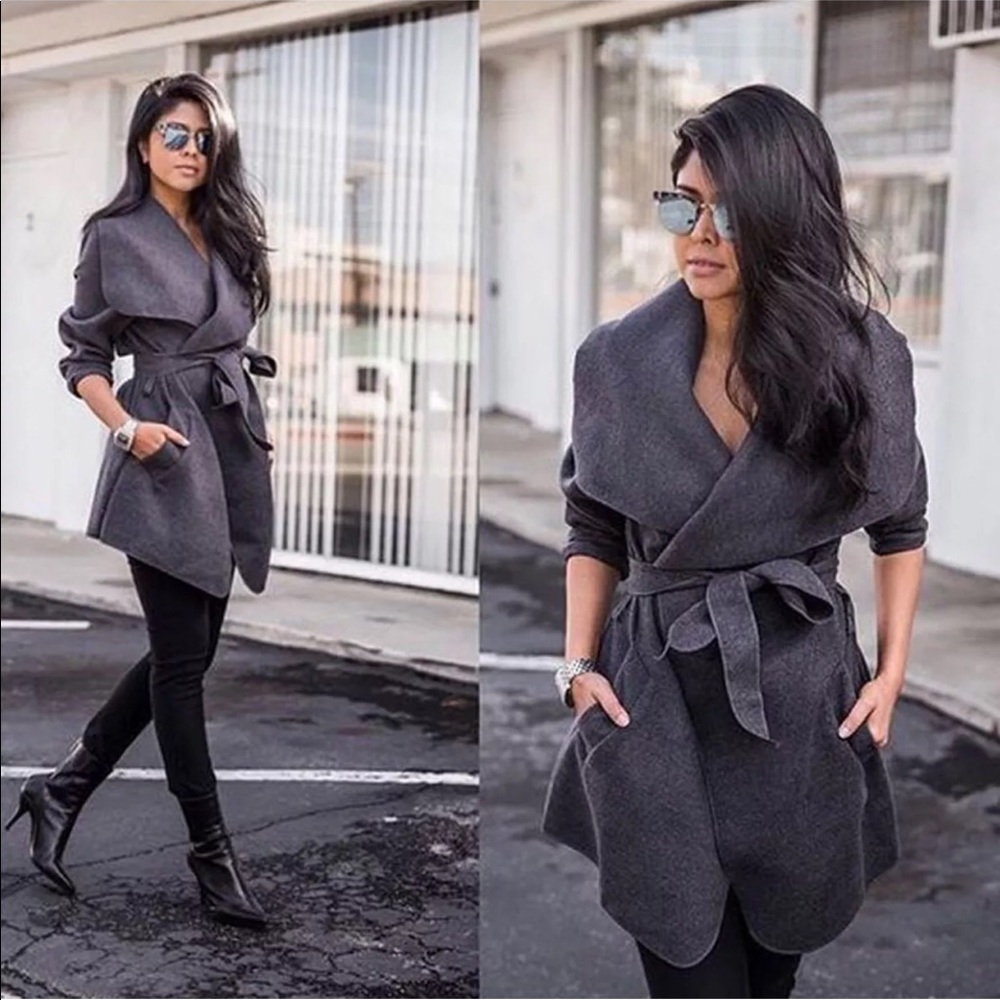❤️🌟5 Star Charcoal Waterfall Trench Coat - Picture 2 of 6