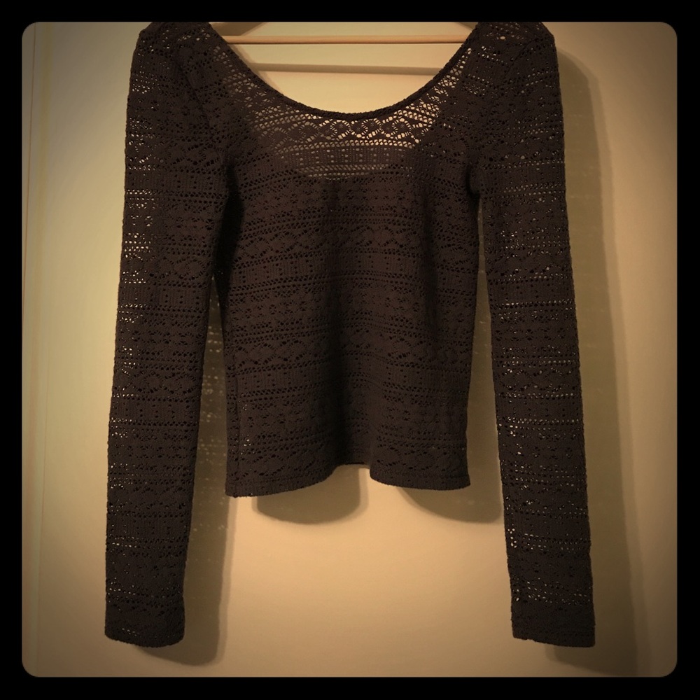 Eyelet fleece cropped shirt