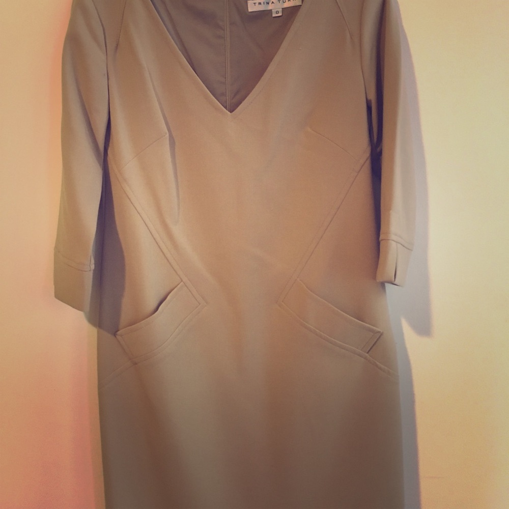 Chic camel colored wool day dress.