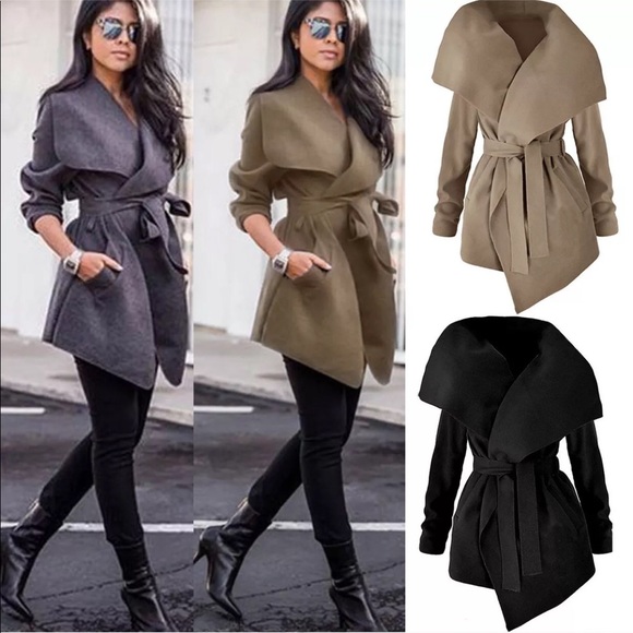 🌟5 Star Classic Camel Waterfall Trench Coat - Picture 2 of 5