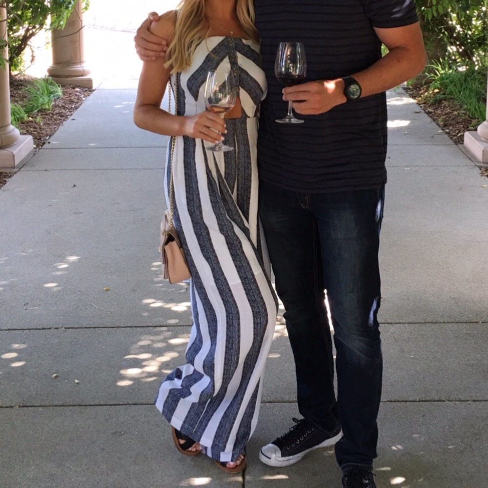 Blue and white jumpsuit