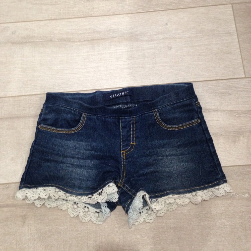Girls' Lacy Denim Shorts