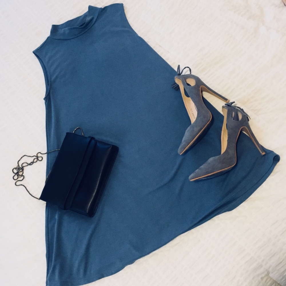 Mock Neck Swing Dress