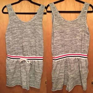 Grey Romper with Red white and Blue Waistband