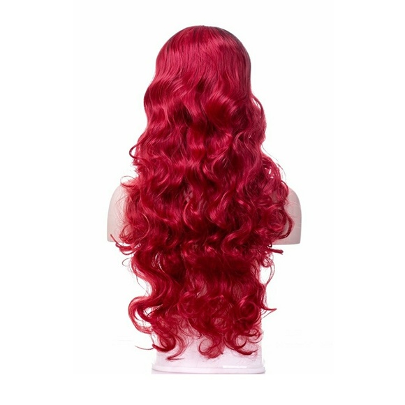Black Red Ombre Curly Wave Wig