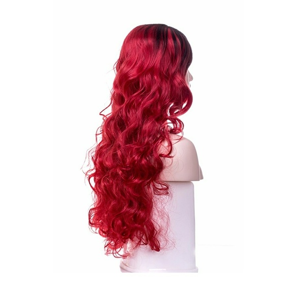 Black Red Ombre Curly Wave Wig