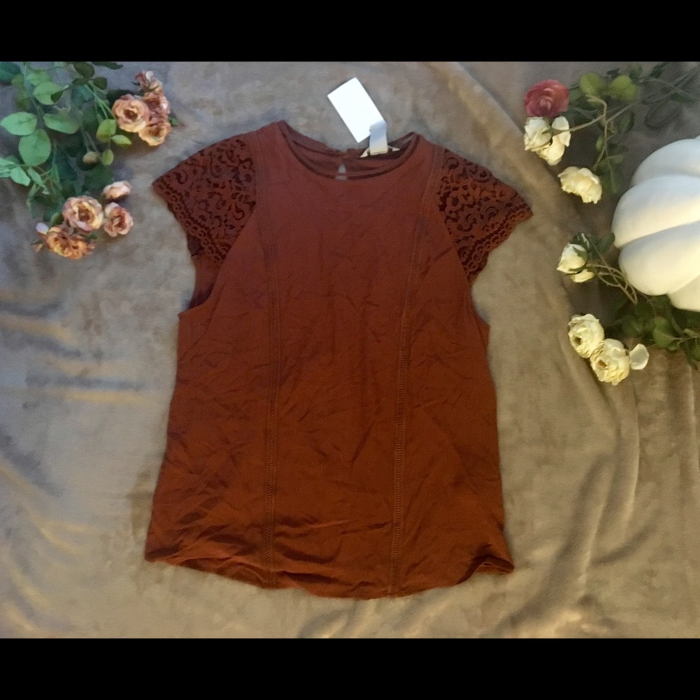 NWT!! H&M Orange Flutter Sleeve Blouse