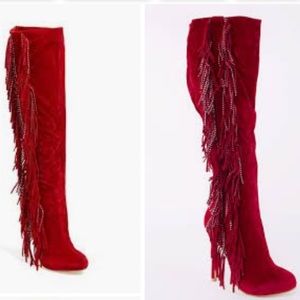 Suede fringe boots