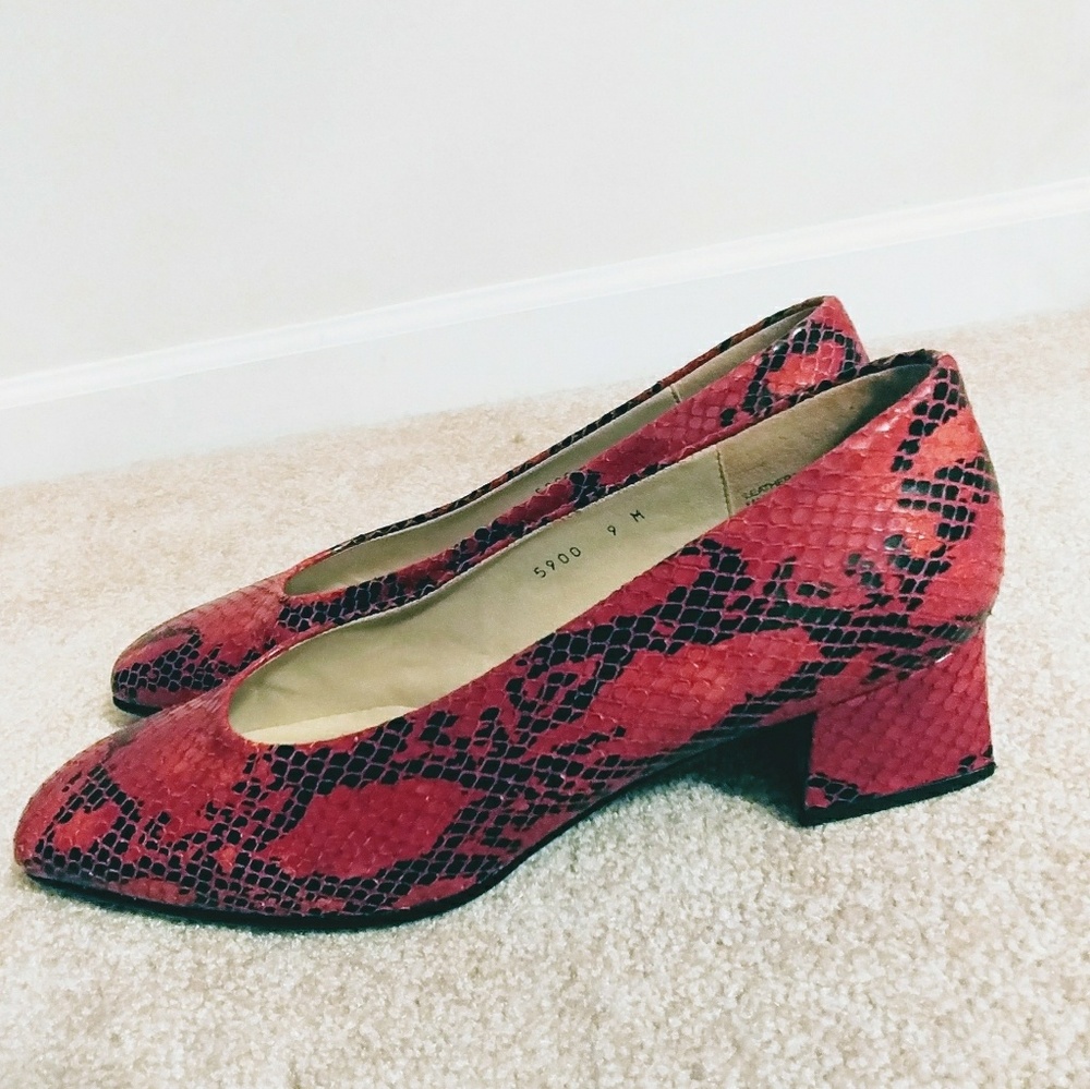 Etienne Aigner Leather Snake Print Shoes