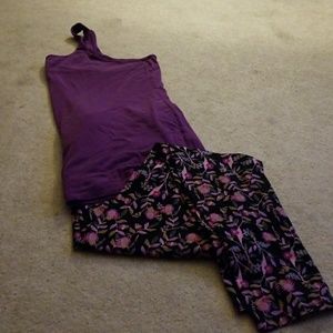 Lularoe TC leggings - purple flowers