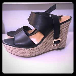 Jcrew Factory black wedge espadrilles