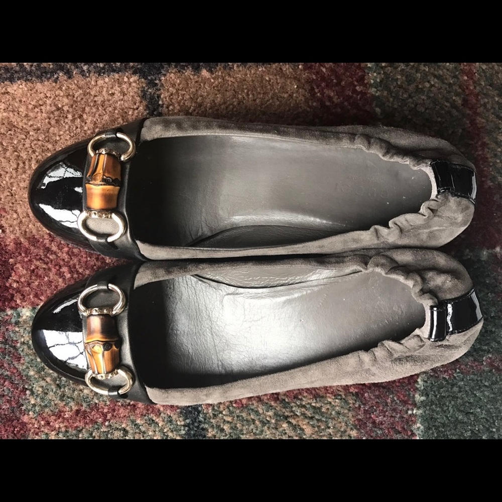 Gucci Bamboo Bit Low Heel Ballerina Nero Grey 35.5