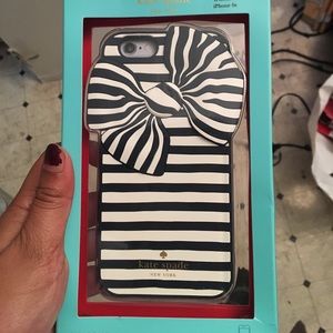 iPhone 6/6s Navy Blue & White Striped Bow Case