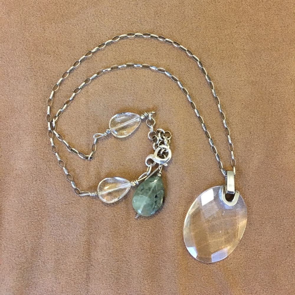 Beautiful clear quartz and tourmaline necklace