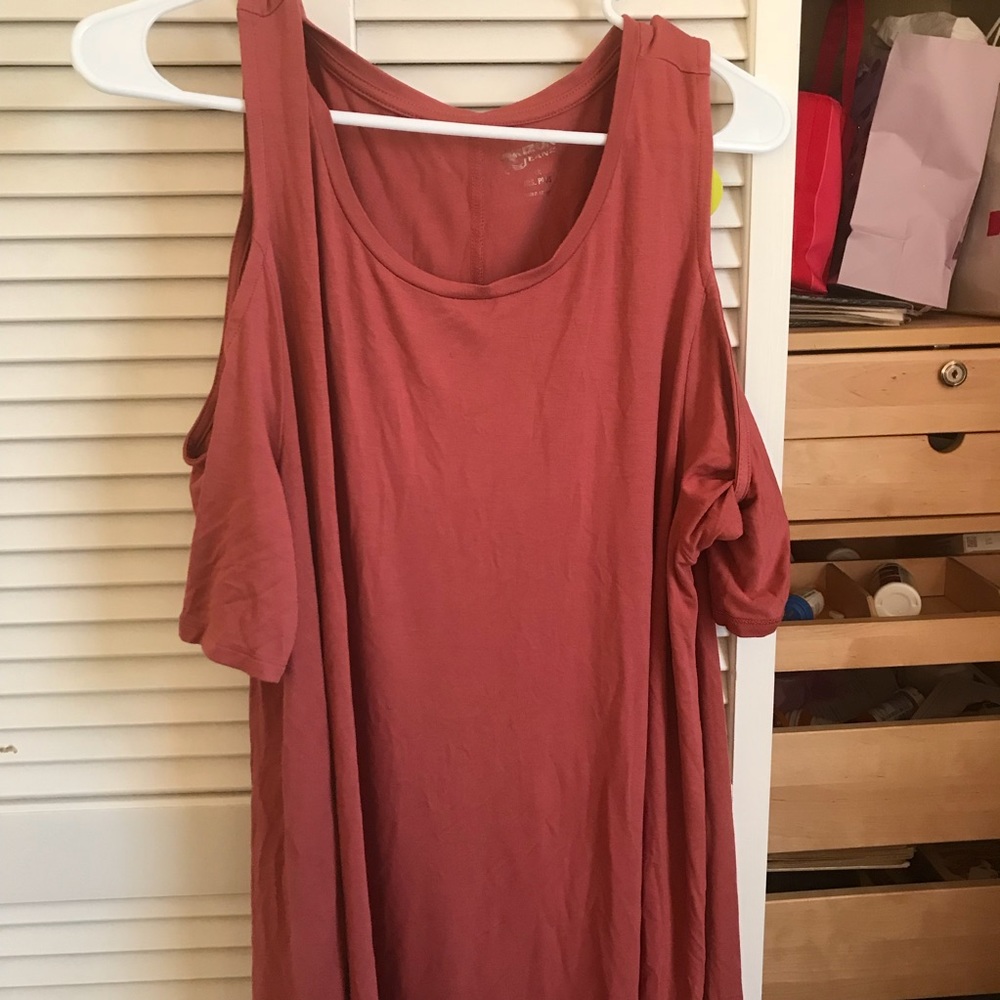 Salmon Colored Off The Shoulder Dress