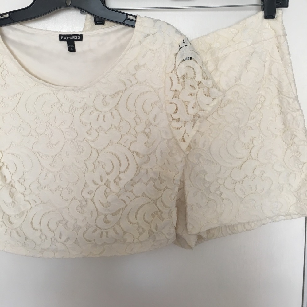 Crop top/ shorts combo.