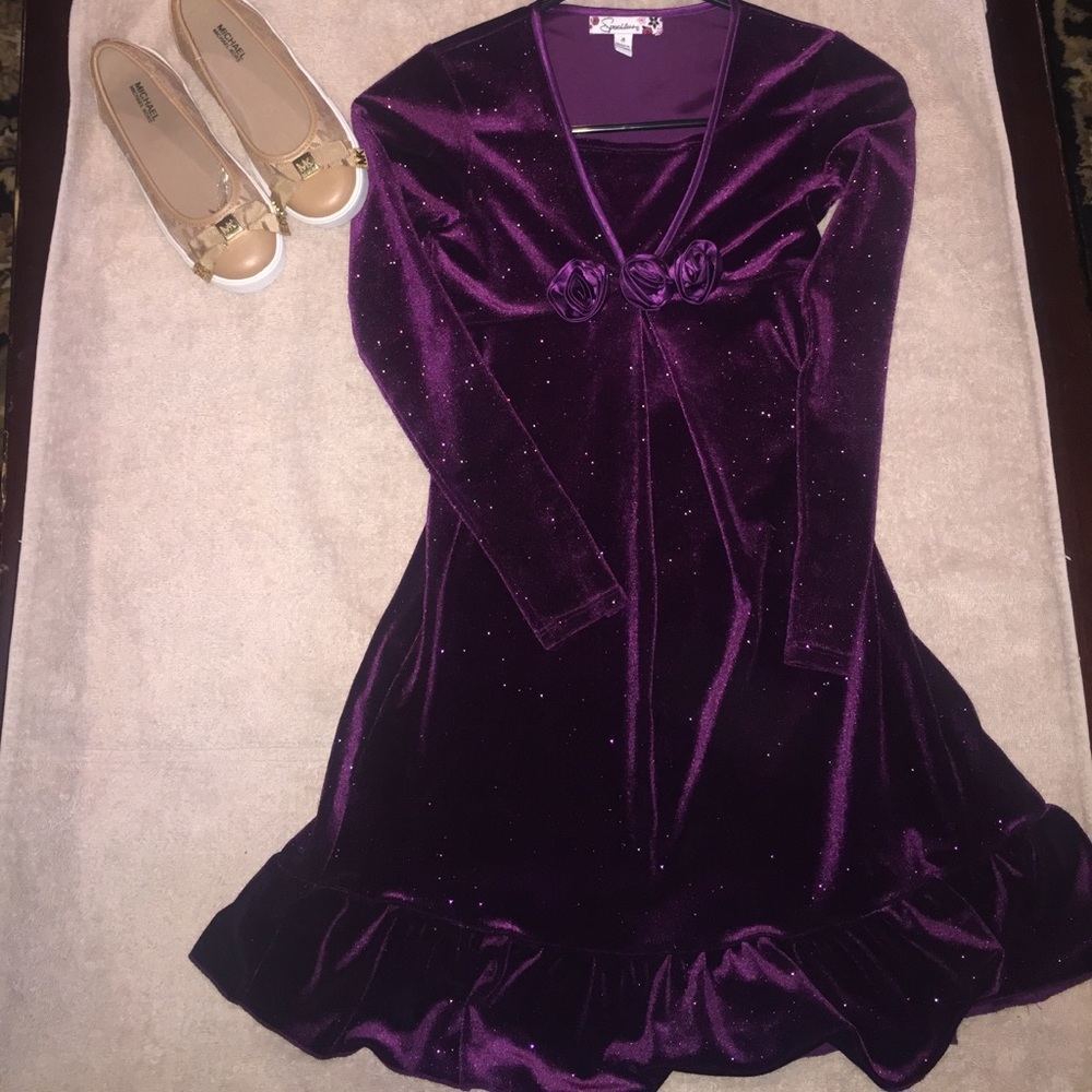 Velvet Maroon Sparkle Girl Dress by Speechless