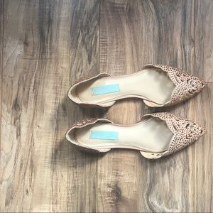 Rose Gold Pointed Flats w/ Scalloped Edges, Jewels