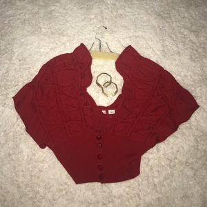 Moth by Anthropologie red ruffled shrug