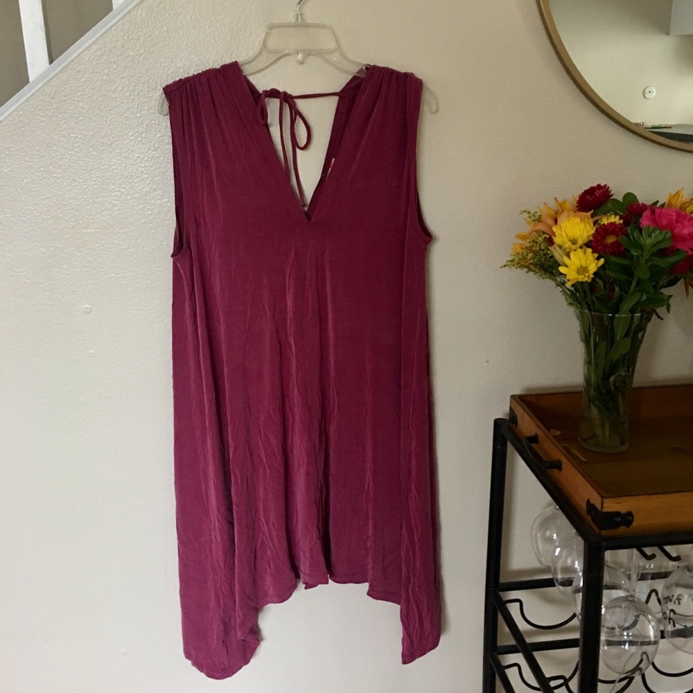 Anthropologie Wine high/low Mini Dress