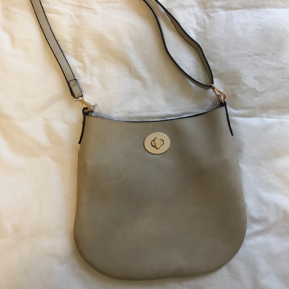 Cross body cream vegan leather purse