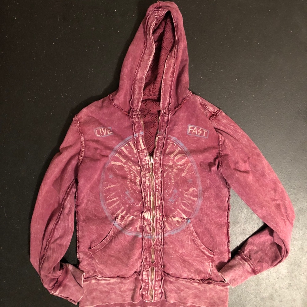 Reversible affliction zip up hoodie