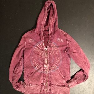 Reversible affliction zip up hoodie