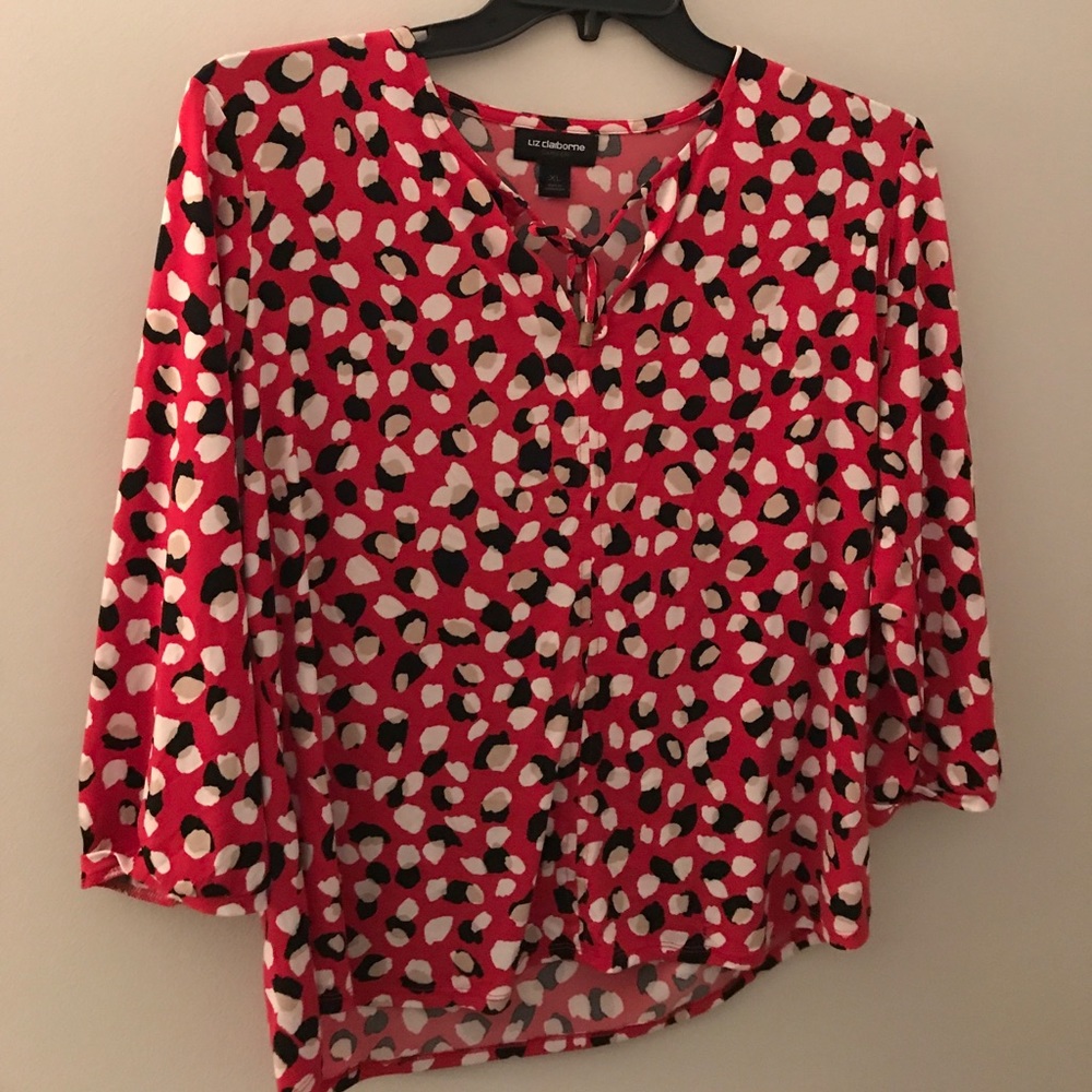 Quarter Length Red Spotted Blouse