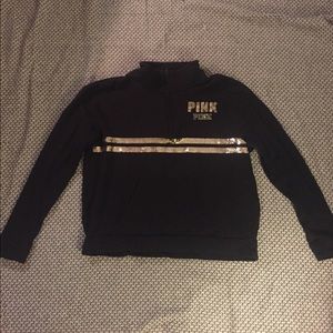 Women's Pink VS Quarter-Zip sequin sweatshirt