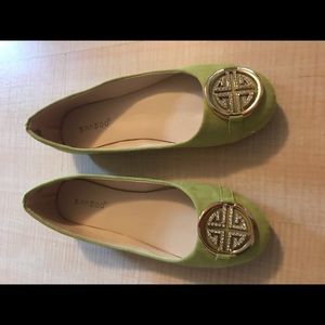 Bright lime green flats