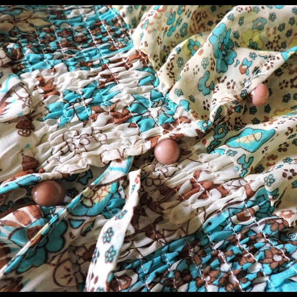 Dusty Rose Boho Turquoise Robe Coverup Maxi Dress - Picture 5 of 7