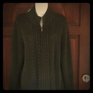 Beautiful forest green,  zip up sweater.