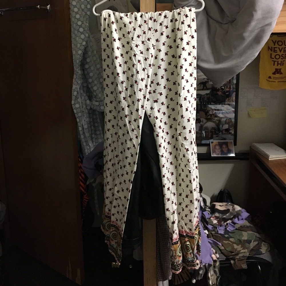 High waisted floral flowy pants