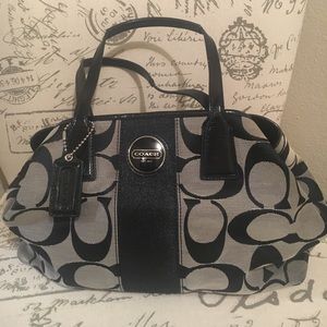 Black and grey coach purse