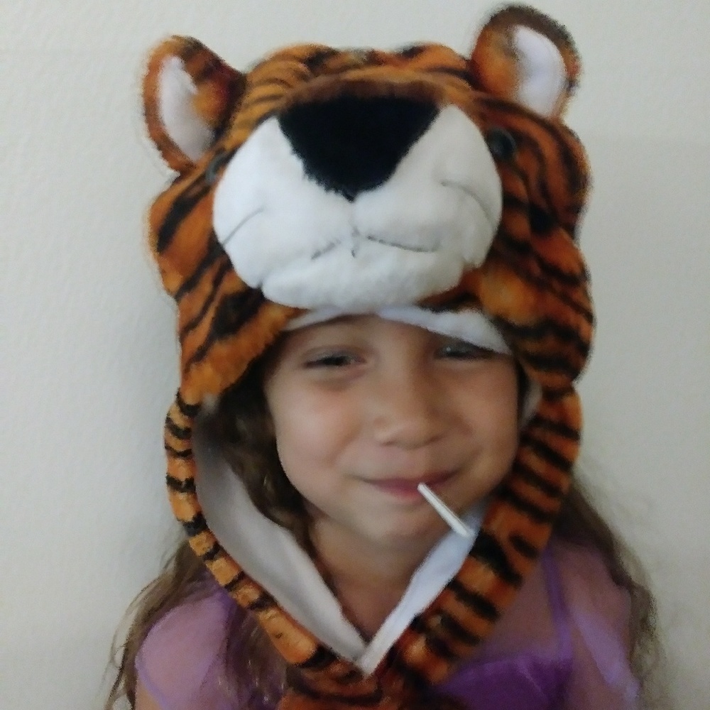 Tiger character hoodie ear warmers