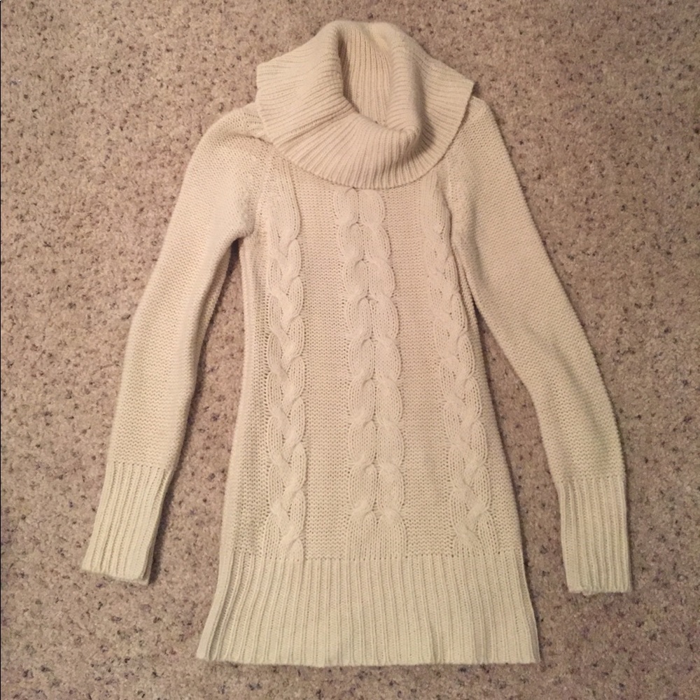 Cream cowl neck knit sweater