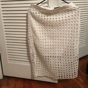 White pencil skirt with mini skirt lining