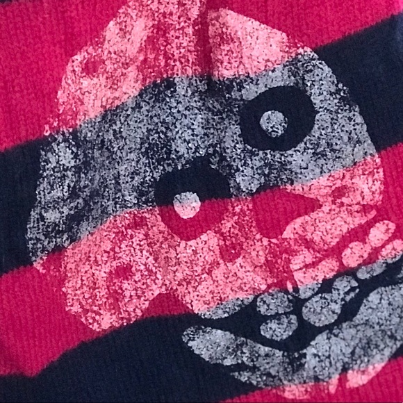 Betsey Johnson black burgundy striped wool scarf