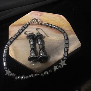 Gemstone bracelet earring set