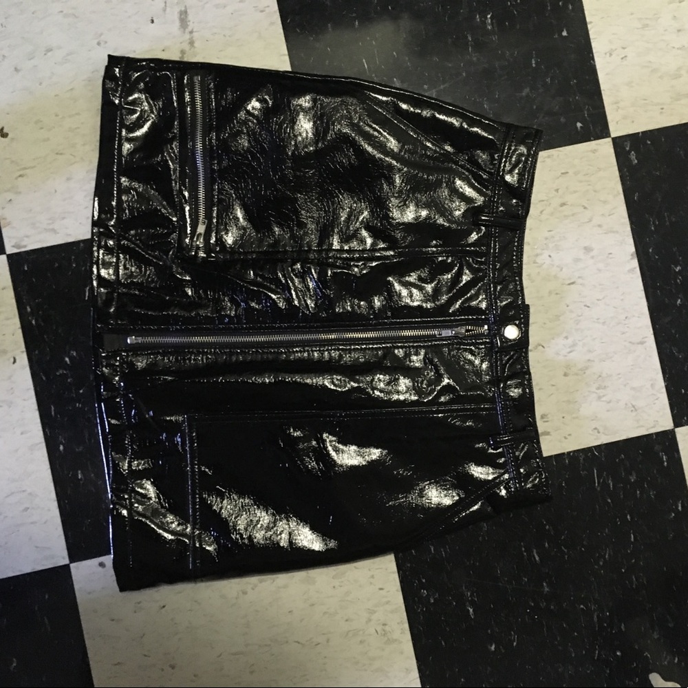 Silence + Noise Patent Faux Leather Zip Skirt