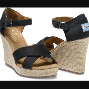 TOMS black wedge sandals