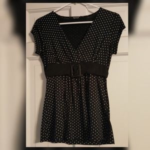 Black and White Short Sleeve Blouse