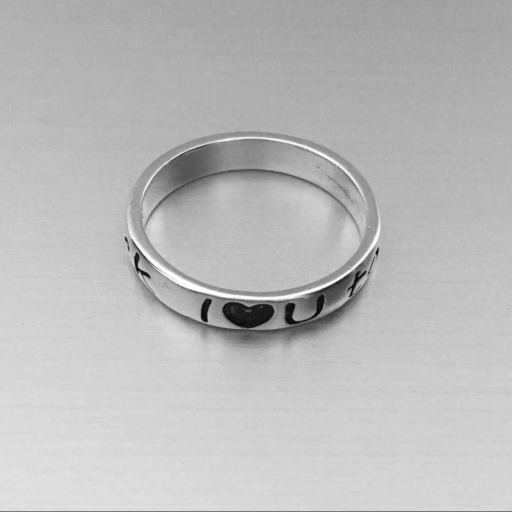 Sterling Silver I Love U To The Moon And Back Ring, Celestial Ring, Heart Rings