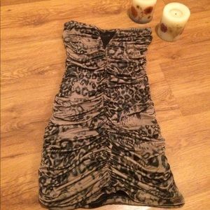 Strapless leopard print dress
