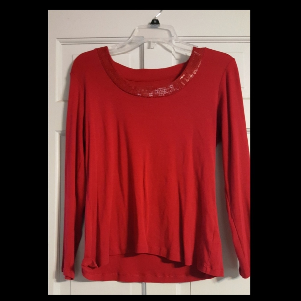 Sequin Scoop Neck with Long Sleeves